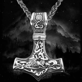 Collar Estilo Nórdico 316l de acero inoxidable vikingo Thor martillo Mjolnir para hombre (2)