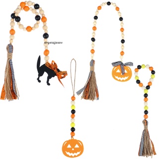 orget 4 piezas de halloween cuentas de madera guirnalda adornos calabaza gato negro cuentas de madera co