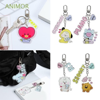 ANIMOR CHIMMY BT21 Keyring Acrylic Kpop Fashion BTS KeyChain Accessories New TATA COOKY RJ Key Holder Bag Pendant