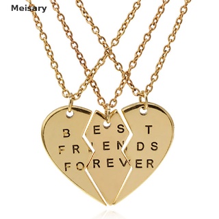 [Mei] Collar con colgante de corazón roto de 3 piezas Chic Best Friends Forever collar MY584
