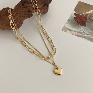 collar de cadena de corazón de plata de oro joyería de moda para mujer (3)