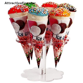 【AFS】 6Holes Acrylic Transparent Ice Cream Stand Cake Cone Stand Holder Wedding Buffet 【Attractivefinestar】
