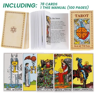 Juego de cartas de Tarot con guía 78pcs cartas de Tarot portátil juego de cartas de Tarot (5)