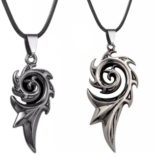 dnxxxx Rising Flame Phoenix Egyptian Amulet Charm Chain Necklace Black Silver Mainstone (5)