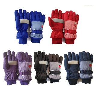 Haha - guantes de esquí impermeables para niños, niñas, niños, guantes gruesos bordados y cálidos para deportes al aire libre