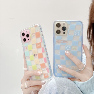 Colorful Plaid Style Beautiful and Lovely iPhone Case, Print Love on the Side,Full Protective iPhone Cover,Silicone Shockproof Cover Lightweight Protective Case Compatible with iPhone 12/11/XS/X/8/7