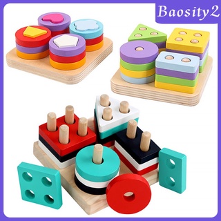 [BAOSITY2] Bloques de apilamiento de madera con forma de juego juguetes sensoriales para niños (3)