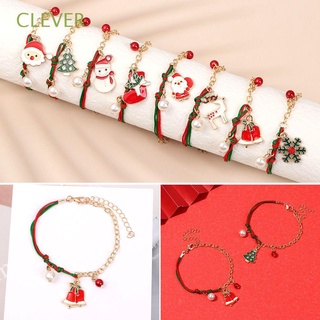 CLEVER Fashion Christmas Hand Rope Bracelet Gift Pendant Bracelet Charm Bracelet New Santa Jewelry Xmas Tree Women Kids Alloy Beads Chain