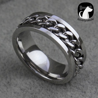{lovelysmile} anillo de dedo con incrustaciones de cadena de acero inoxidable punk para hombre y mujer joyería regalo