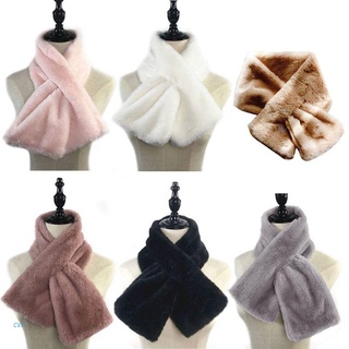 🔥 CVI 15x90cm Women Winter Thicken Plush Faux Rabbit Fur Scarf Solid Candy Color Collar Shawl Neck Warmer Shrugs Knitted Neckerchief Long Wraps 6 Colors