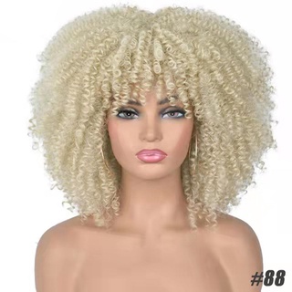 OFTENIOUS Short Curly Wigs Cosplay Blonde African Wig Synthetic Mixed Brown Head Accessories For Black Women Afro Kinky (8)