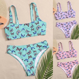 Women's Sexy High Breast Contrast Gradient Split Bikini Set Two Piece Swimsuit