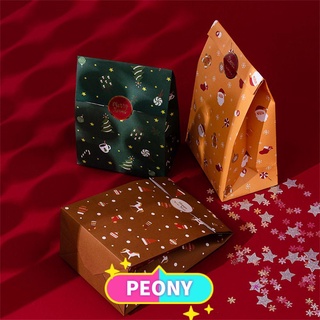 Peony 6Pcs Craft Candy paquete niños favores tienda botín bolsa de navidad decoraciones de navidad árbol de navidad galletas bolsas de embalaje de fiesta suministros presente caso con pegatinas bolsas de galletas
