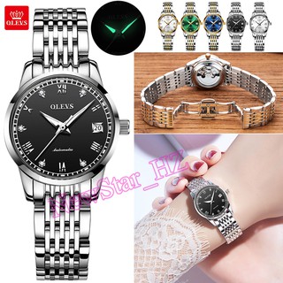 olevs mujeres relojes de negocios mujeres señoras lujo diamantes de imitación calendario luminoso impermeable reloj mujer automático mecánico analógico relojes de pulsera wanita jam tangan