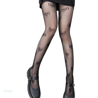 Gssyy estilo gótico mujeres Sexy hueco red negro pantimedias corazón Jacquard transparente Slim medias medias Clubwear (1)