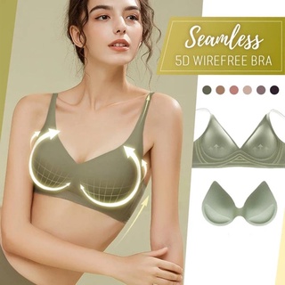 🙌 Seamless 5D Wirefree Memory Bra Push up Padded Deep V Bra Underwear for Women 3OR7