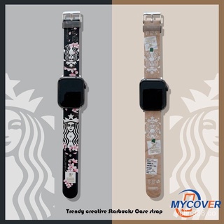 🔥Stock listo🔥Newst Fashion Starbucks Apple Watch Band 6 SE 38 40 42 44 mm iWatch Series 7 6 SE 5 4 3 2 correa de silicona coloridas bandas T500 F10 F20 F8 FT50 FT30 T55 W26 W46 U78 PULS silicona Suitablebrand correa