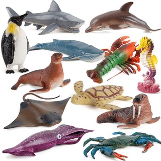 la 12 unids/set mini animal modelo simulación océano marino mundo vida marina tiburón ballena delfín juguetes educativos para niños