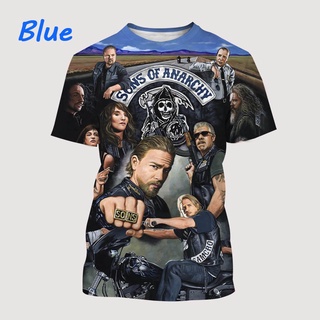 Hot TV Series Sons of Anarchy Print Pattern 3D T-shirt Print Short Sleeve Fun Personality Fashion Casual Loose Wild Couple T-short