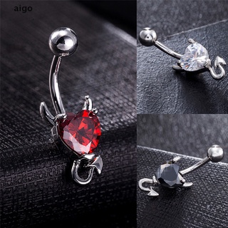 Ai Navel Belly Button Ring Crystal Rhinestone Heart Spiral Devil Piercing Jewelry CO
