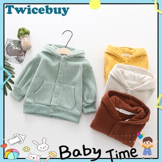 Twicebuy Spring sudadera con capucha caliente botón cierre sudadera con capucha suéter para niños