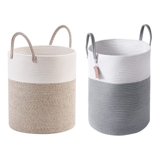 cesta plegable de ropa sucia cesta de almacenamiento cesta de lavandería cesta grande tejida cuerda de algodón ropa cubo cesta de almacenamiento a