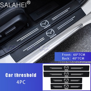 MAZDA Sticker de fibra de carbono para mk, 4 piezas, placa protectora para puerta de coche con textura de umbral de fibra de carbono para mk 2, 3/5/6/m5 tamaños superiores
