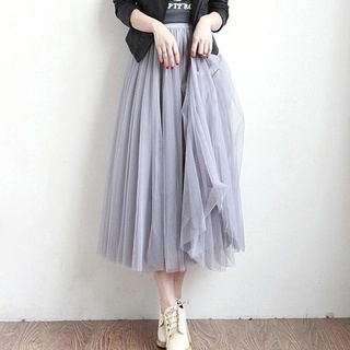 faldas de tul para mujer/faldas elásticas de verano elásticas de cintura alta/falda de malla de tutu maxi/falda plisada