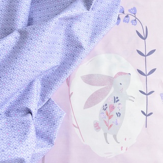 【Overseas stock】[Estoque no exterior] Planta pastoral roupas tecido de algodão flor tecido de algodão puro cama ampla cama de quatro peças pano de algodão esquilo coelho
