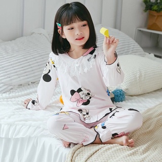 Unisex conjunto Baju Tidur Simple manga larga camisones de dibujos animados impreso O-cuello Pijamas ligero chica poliéster ropa de sueño