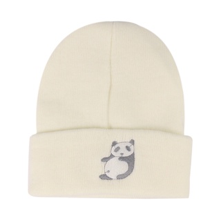 Cozy Simple lindo de dibujos animados Panda bordado sombreros de punto sombrero Curl borde sombrero plegable (9)