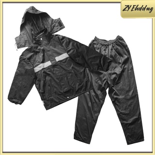 impermeable impermeable reflectante impermeable traje de lluvia negro, incluye chaqueta con capucha y pantalones (3)