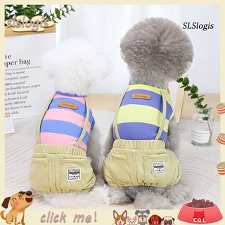 SYF_Pet Overall Stripe Soft Cotton Fashion Puppy Jumpsuit for Walking