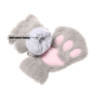 LY manoplas de niña encantadora pata de gato guantes de niños esponjosos invierno cálido felpa moda caliente sin dedos/Multicolor (9)