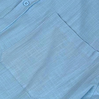 pennic venta caliente slim fit camisas ropa sólida camiseta de manga corta verano playa para hombre estilo de lino cuello en v botón casual formal vestido top/multicolor (9)