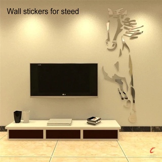 Galloping caballo espejo pegatina de pared moderno diseño creativo pegatinas de pared 3D acrílico espejo superficie de la sala de estar decoración (9)