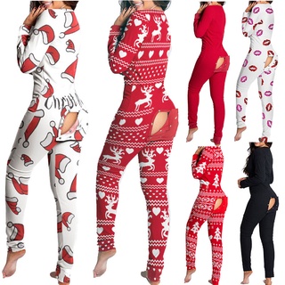 Pijama de las mujeres mono señora dormir desgaste traje trasero trasero culo abierto culo Loungewear