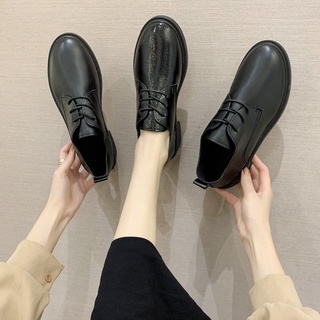 Mujer zapatos planos estilo negro dedo del pie redondo cordones Oxford zapatos