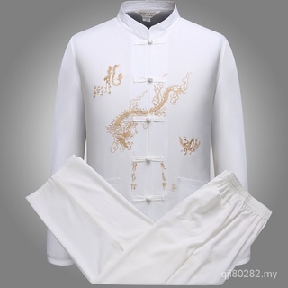 Media longitud de estilo chino de los hombres de verano de manga larga botón de la camisa botón abajo camisa papá Medieval (7)