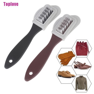 [Toplove] Kit de cepillo de limpieza de 2 lados para cuero de gamuza Nubuck zapatos limpiador de botas mancha de polvo