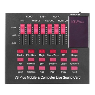 Kiki. V8 tarjeta de sonido en vivo portátil móvil mezclador de Audio mezclador de sonido de grabación (4)