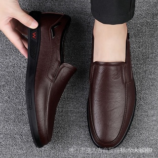 Qiaolehu Cuero Genuino Casual Zapatos De Los Hombres Transpirable Suela Suave Guisantes Ligero D