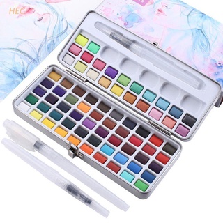Hec - juego de pintura de acuarela maciza de 72 colores con 3 pinceles de pintura portátil
