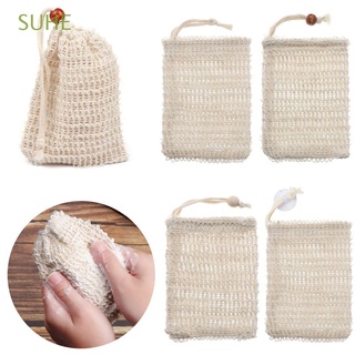 SUHE Hand Made Pouch Soap Saver Comfort Blister Mesh Soap Saver Bag Natural Ramie Shower Cleaning Bath Practical Sponge Pouch Foaming Net