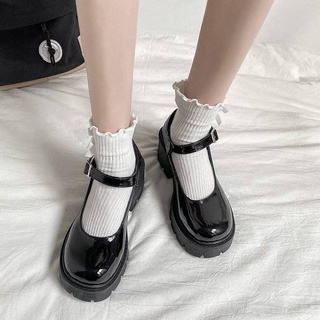 [Wedges Zapatos De Uniforme JK Para Mujer Con Suelas Gruesas Lolita muffin soles Pequeños Cuero Tacones Gruesos (3)
