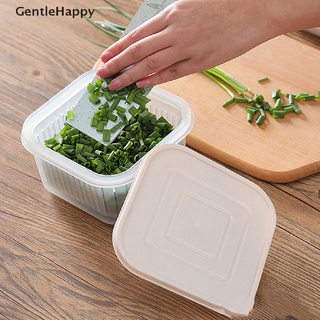 GentleHappy-Caja De Almacenamiento Para Refrigerador De Cocina , Drenaje De Verduras , Sellado , Doble Capa , Redondo , 500 Ml