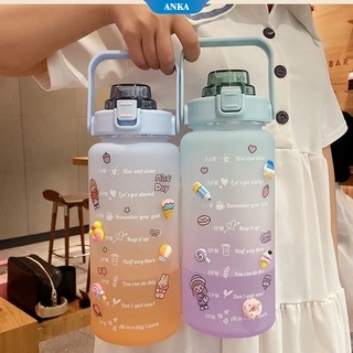 Botella deportiva de fitness 2L con recordatorio de escala de gran capacidad para beber agua botella de paja portátil 【ZK】 (3)