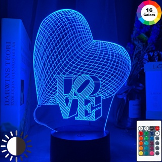 amor corazón 3d lámpara de noche holograma ilusión cambio de color luz de noche para decoración del hogar regalo único para su bebé luz de noche-1
